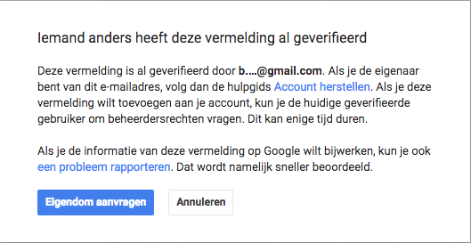 Bedrijfsvermelding die is geclaimd Bedrijfsvermelding die is geclaimd